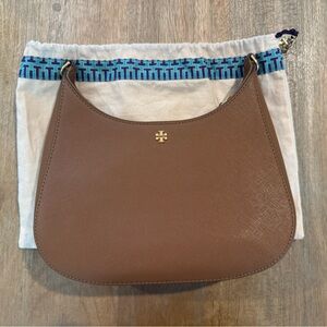 Tory Burch, Emerson zip, adjustable strap, texture leather shoulder bag